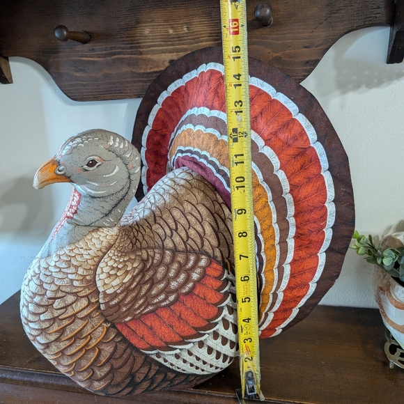 Vintage Large Hand Sewn Stuffed Thanksgiving Turkey Table Decoration Centerpiece - Picture 9 of 11